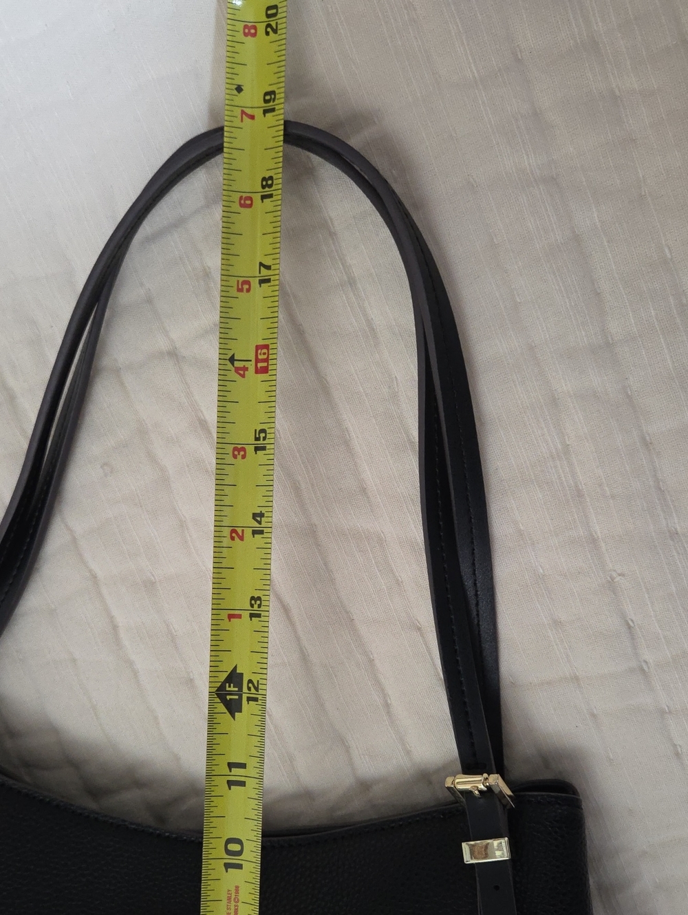 Liz Claiborne Black Pebbled Shoulder Tote with Gold Hardware - Picture 11 of 11